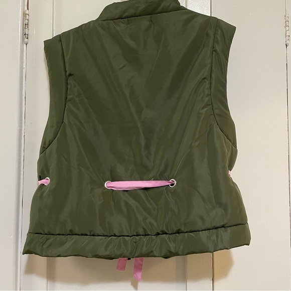 Daily Practice ribbon tie green puffer vest M/L - Picture 5 of 8